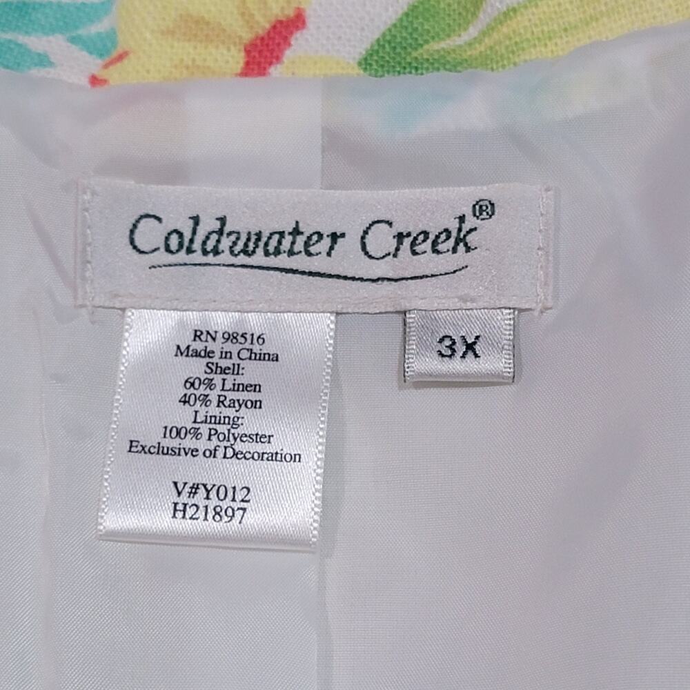 Coldwater Creek Plus Size 3X Linen Blend Floral Blazer Jacket Embroidered - Picture 3 of 8